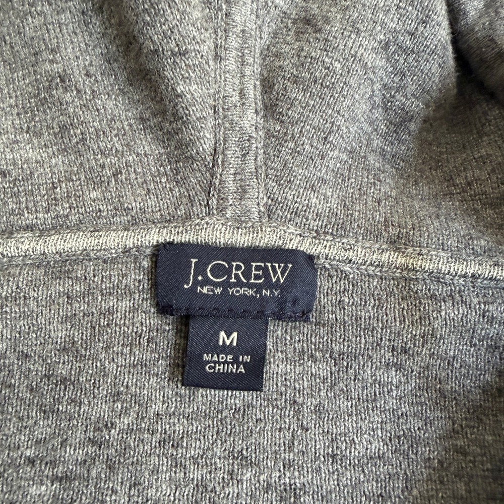 J.Crew Cotton Henley Hoodie Sweater Gray Medium - Picture 2 of 8